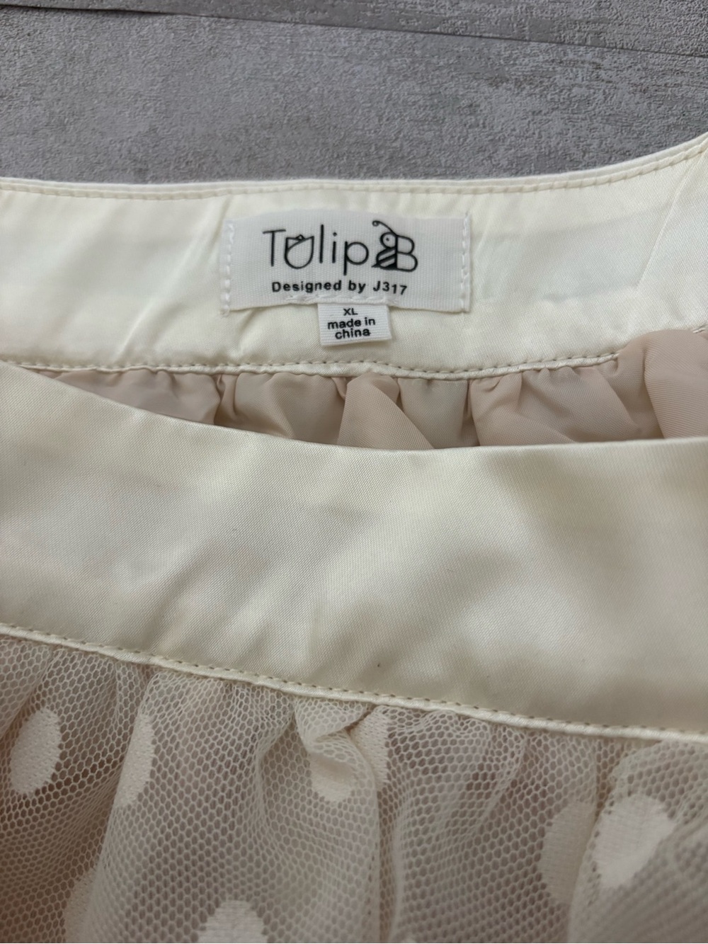 Tulip B Cream Polka Dot Tulle Skirt - Picture 5 of 8